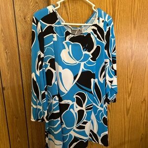 Croft & Barrow blue and black 3/4 sleeve tunic 2x  polyester/spandex